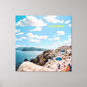 Santorini, Griekenland Beach House Canvas Afdruk