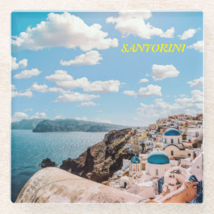 Santorini, Griekenland Beach House Glazen Onderzetter