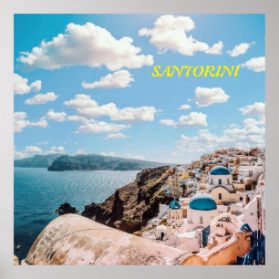 Santorini, Griekenland Beach House Poster