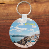 Santorini, Griekenland Beach House Sleutelhanger (Achterkant)