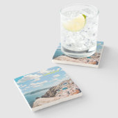 Santorini, Griekenland Beach House Stenen Onderzetter (Zijkant)