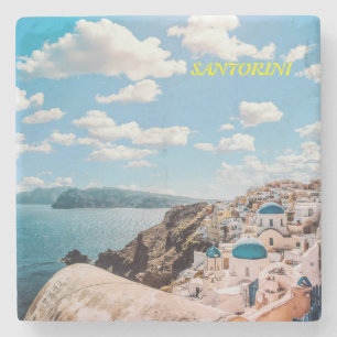 Santorini, Griekenland Beach House Stenen Onderzetter