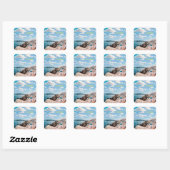 Santorini, Griekenland Beach House Vierkante Sticker (Vel)