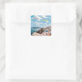 Santorini, Griekenland Beach House Vierkante Sticker (Tas)