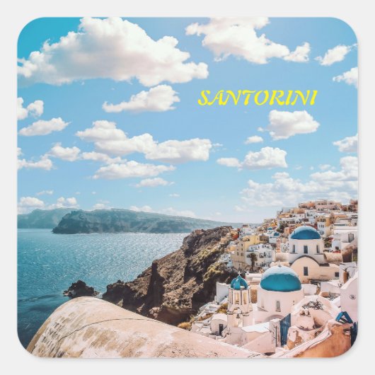 Santorini, Griekenland Beach House Vierkante Sticker (Voorkant)