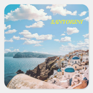 Santorini, Griekenland Beach House Vierkante Sticker