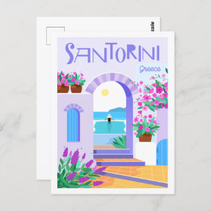 Santorini Griekenland Beroemde Reisplaats Illustra Briefkaart