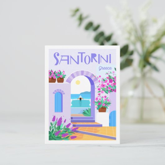 Santorini Griekenland Beroemde Reisplaats Illustra Briefkaart (Staand voorkant)