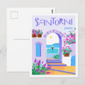 Santorini Griekenland Beroemde Reisplaats Illustra Briefkaart (Voorkant / Achterkant)