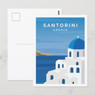 Santorini Griekenland Beroemde Reisplaats Illustra Briefkaart