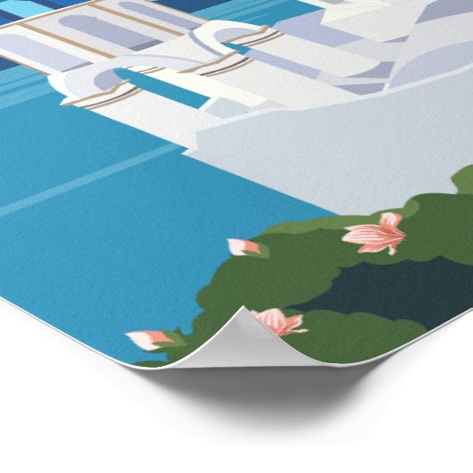 Santorini Griekenland Beroemde Reisplaats Illustra Poster (Hoek)