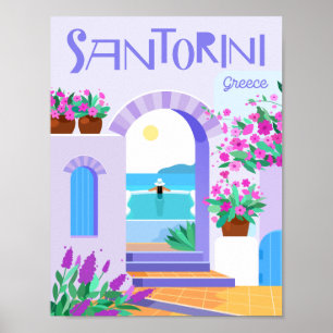 Santorini Griekenland Beroemde Reisplaats Illustra Poster
