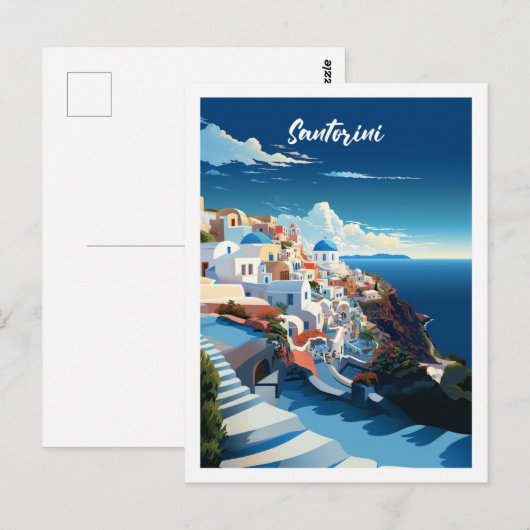 Santorini Griekenland Beroemde Vintage Reisplaats Briefkaart (Voorkant / Achterkant)