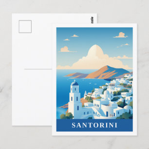 Santorini Griekenland Beroemde Vintage Reisplaats Briefkaart