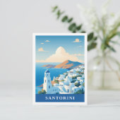 Santorini Griekenland Beroemde Vintage Reisplaats Briefkaart (Staand voorkant)