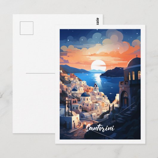 Santorini Griekenland Beroemde Vintage Reisplaats Briefkaart (Voorkant / Achterkant)