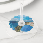 Santorini Griekenland bestemming getrouwd in het b Wijnglaslabel (Dichtbij)