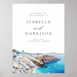 SANTORINI GRIEKENLAND Bestemming Huwelijk Welkom Poster