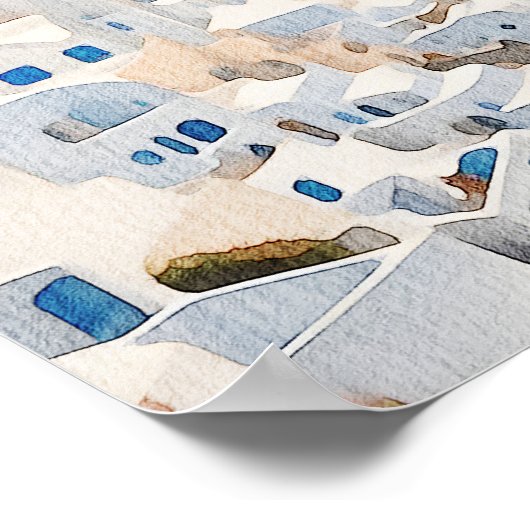 SANTORINI GRIEKENLAND Bestemming Trouw Welkom Poster (Hoek)