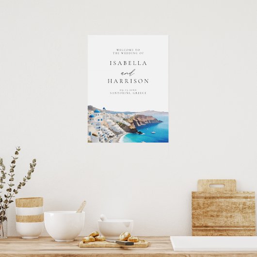 SANTORINI GRIEKENLAND Bestemming Trouw Welkom Poster (Keuken)