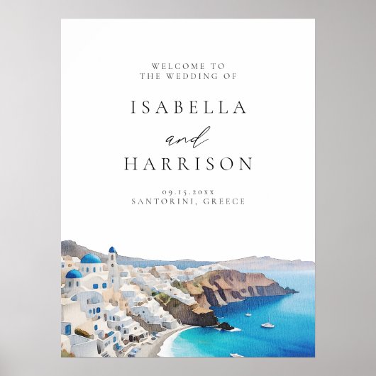 SANTORINI GRIEKENLAND Bestemming Trouw Welkom Poster (Voorkant)