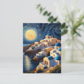 Santorini, Griekenland bij maanlicht - Greek Islan Briefkaart (Staand voorkant)