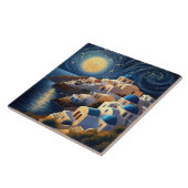Santorini, Griekenland bij maanlicht - Greek Islan Tegeltje (Zijkant)