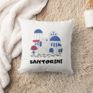 Santorini Griekenland Blauw dak Gebouw Kussen