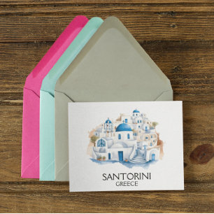 Santorini Griekenland Blauw dak Gebouwen Architect Briefkaart