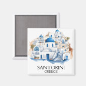 Santorini Griekenland Blauw dak Gebouwen Architect Magneet (Voorkant / Achterkant)