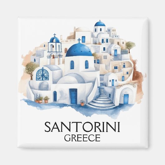 Santorini Griekenland Blauw dak Gebouwen Architect Magneet (Voorkant)