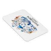 Santorini Griekenland Blauw dak Gebouwen Architect Magneet (Rechterzijde)