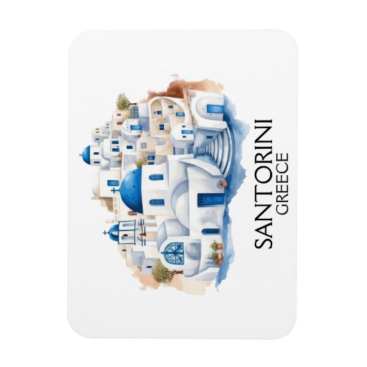 Santorini Griekenland Blauw dak Gebouwen Architect Magneet (Verticaal)