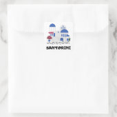Santorini Griekenland Blauw dak Vierkante Sticker (Tas)