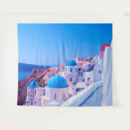 Santorini Griekenland Blauw Eiland Fotohokje Achte Wandkleed