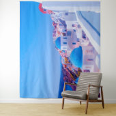 Santorini Griekenland Blauw Eiland Fotohokje Achte Wandkleed (In situ)