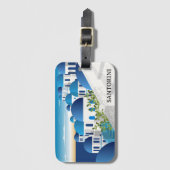  Santorini Griekenland Blauw Wit Bagagelabel (Voorkant (verticaal))
