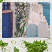 Santorini Griekenland - blauwe deur naar het griek Theedoek (Gevouwen)