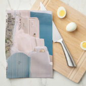 Santorini Griekenland - blauwe deur naar het griek Theedoek (Quarter Fold)