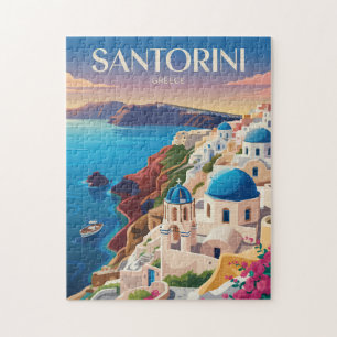 Santorini Griekenland Blauwe Koepel Reizen Kunst V Legpuzzel