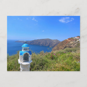 Santorini Griekenland Blauwe Koepelkerk  Briefkaart
