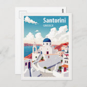  Santorini Griekenland Blue Church Travel Briefkaart (Voorkant / Achterkant)