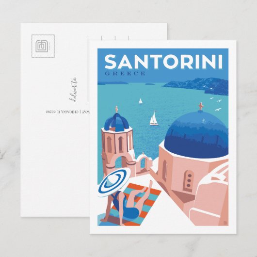 Santorini, Griekenland Briefkaart (Voorkant / Achterkant)