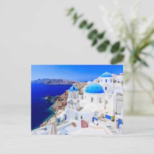 Santorini, Griekenland, Briefkaart van het Griekse (Staand voorkant)