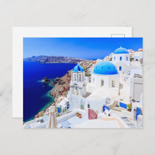 Santorini, Griekenland, Briefkaart van het Griekse (Voorkant / Achterkant)