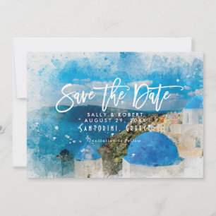 Santorini griekenland bruiloft op de zomervakantie bedankkaart