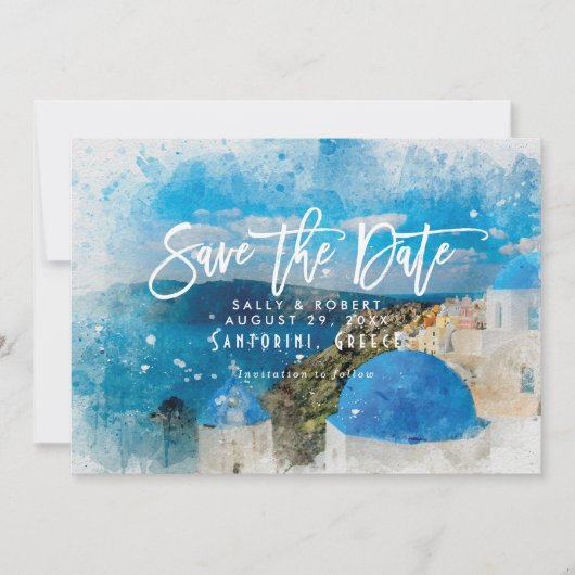 Santorini griekenland bruiloft op de zomervakantie bedankkaart (Voorkant)