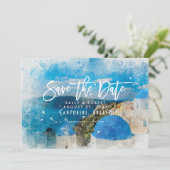 Santorini griekenland bruiloft op de zomervakantie bedankkaart (Staand voorkant)