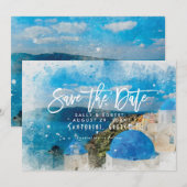 Santorini griekenland bruiloft op de zomervakantie bedankkaart (Voorkant / Achterkant)