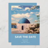 Santorini Griekenland Bruiloft Save the Date Uitno (Voorkant / Achterkant)